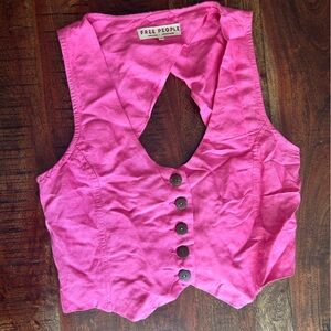 Free people cotton linen vest open back corset style